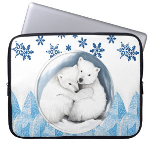 Neoprene Christmas Laptop Sleeve 15 in. Polar Bear