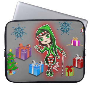 Neoprene Christmas Laptop Sleeve 15 inch, Elf