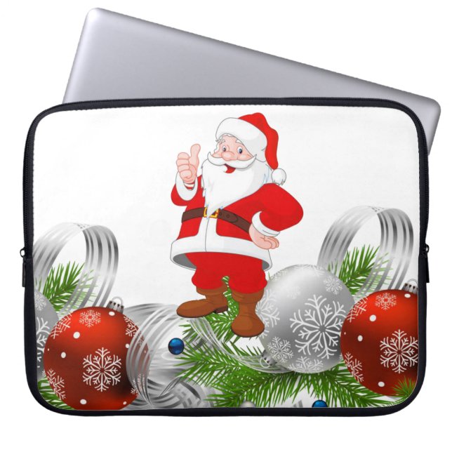 Neoprene Christmas Laptop Sleeve 15 inch, Santa (Front)