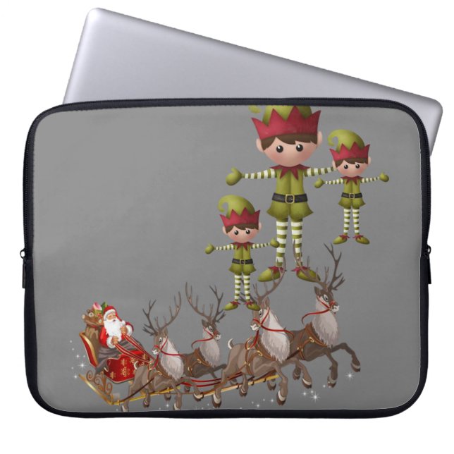 Neoprene Christmas Laptop Sleeve 15 inch, Santa (Front)