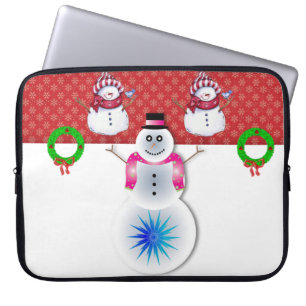 Neoprene Christmas Laptop Sleeve 15 inch, Snowman