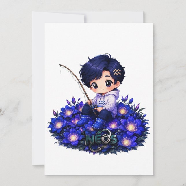 Neos Kawaii Zodiac Acquarius Invitation (Front)
