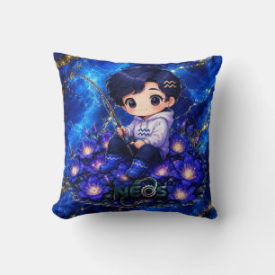 Neos Kawaii Zodiac Acquarius Throw Pillow