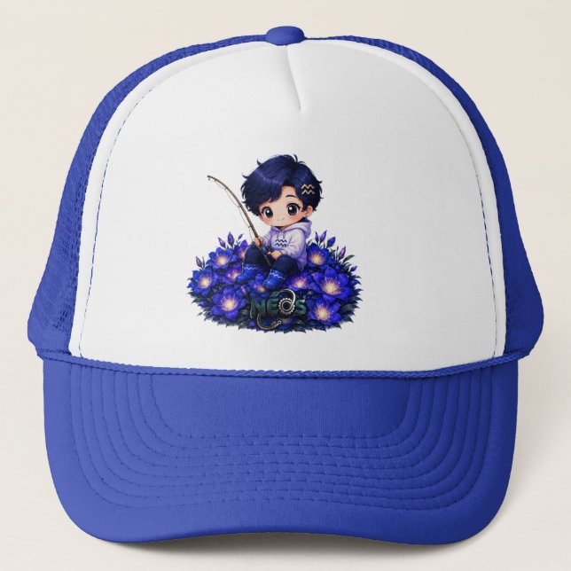 Neos Kawaii Zodiac Acquarius Trucker Hat (Front)