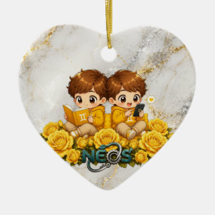 Neos Kawaii Zodiac Gemini Ceramic Ornament