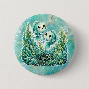 Neos Kawaii Zodiac Pisces 2 Inch Round Button
