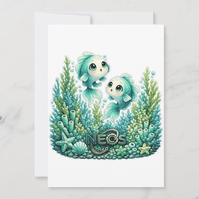 Neos Kawaii Zodiac Pisces Invitation (Front)