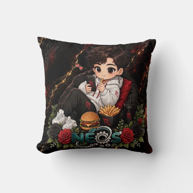 Neos Kawaii Zodiac Scorpio Throw Pillow (Front)