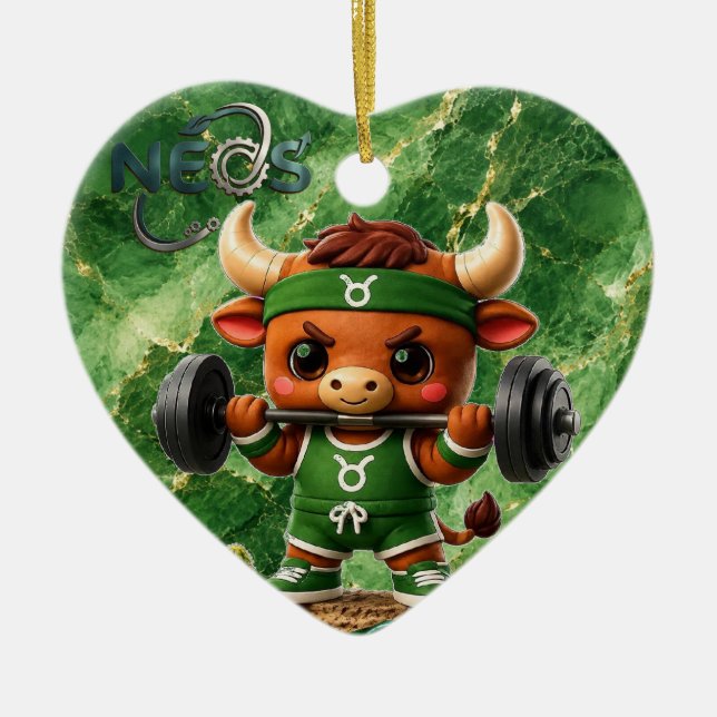 Neos Zodiac Kawaii Taurus Ceramic Ornament (Front)