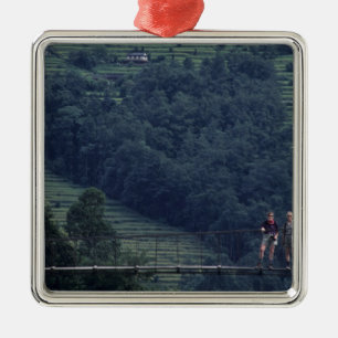 Nepal, Annapurna Region. Tourists on trek Metal Ornament