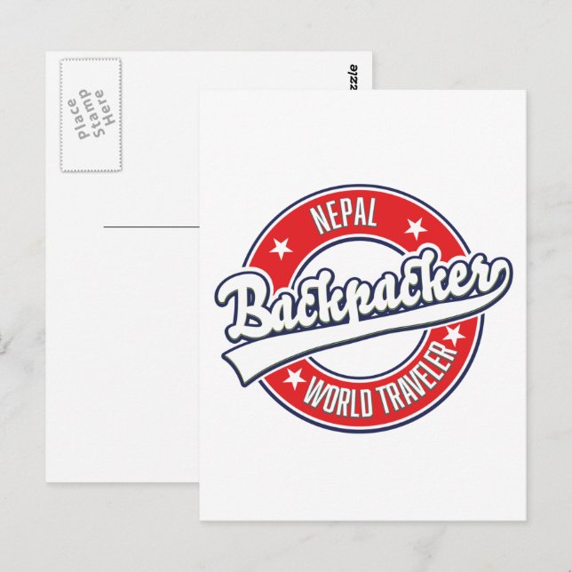 Nepal backpacker world traveller retro logo postcard (Front/Back)