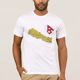 Népal - Coeur du drapeau et T-shirt