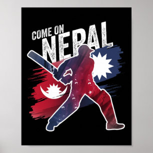 Nepal Cricket Jersey Nepali Flag Supporter Cricket Poster