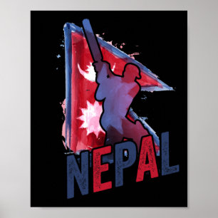 Nepal Cricket Jersey Nepali Flag Supporter Cricket Poster