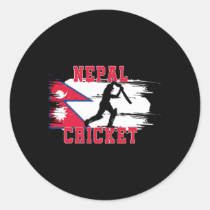 Nepal Cricket Nepal Cricket Fans Nepal Flag  Classic Round Sticker