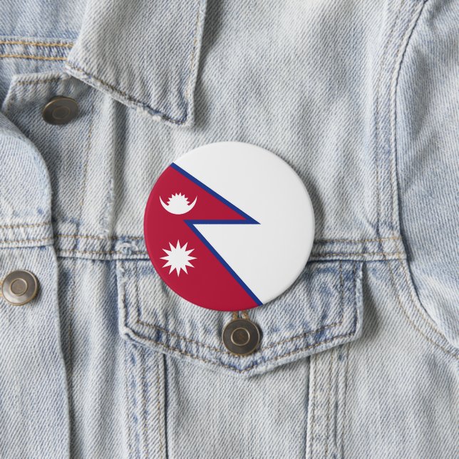 Nepal flag 3 inch round button (In Situ)