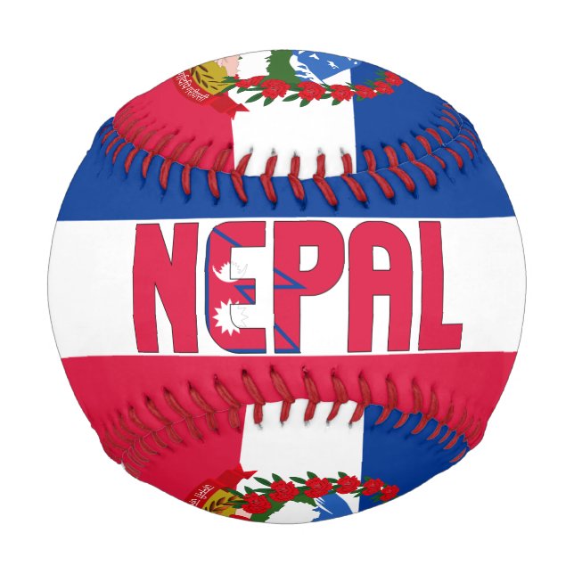 Nepal Flag and Coat of Arms Patriotic Baseball (Front)
