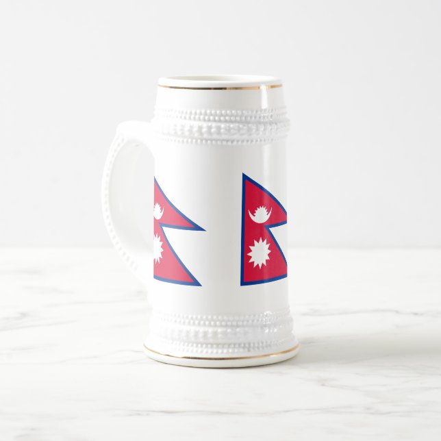 Nepal Flag Beer Stein (Front Left)