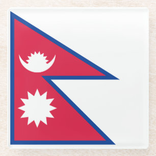Nepal Flag Glass Coaster