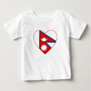 Nepal Flag Heart T-Shirt