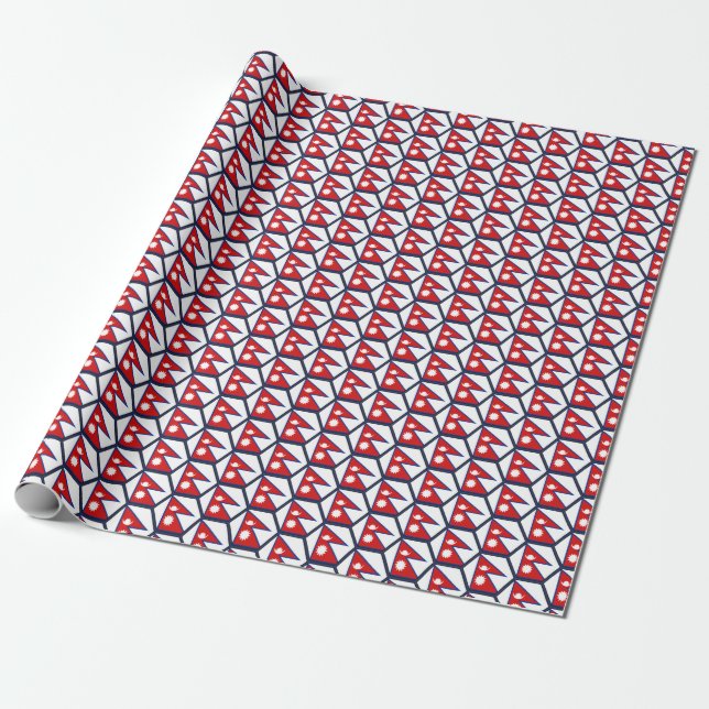 Nepal Flag Honeycomb Wrapping Paper (Unrolled)