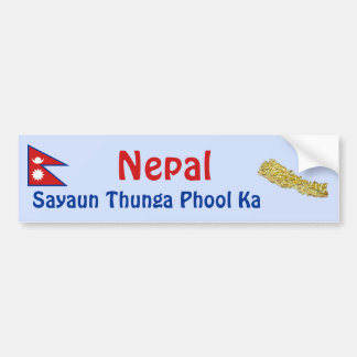 Nepal Flag + Map Bumper Sticker