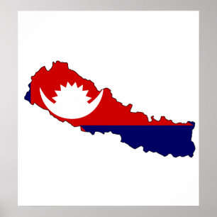 Nepal Flag Map full size Poster