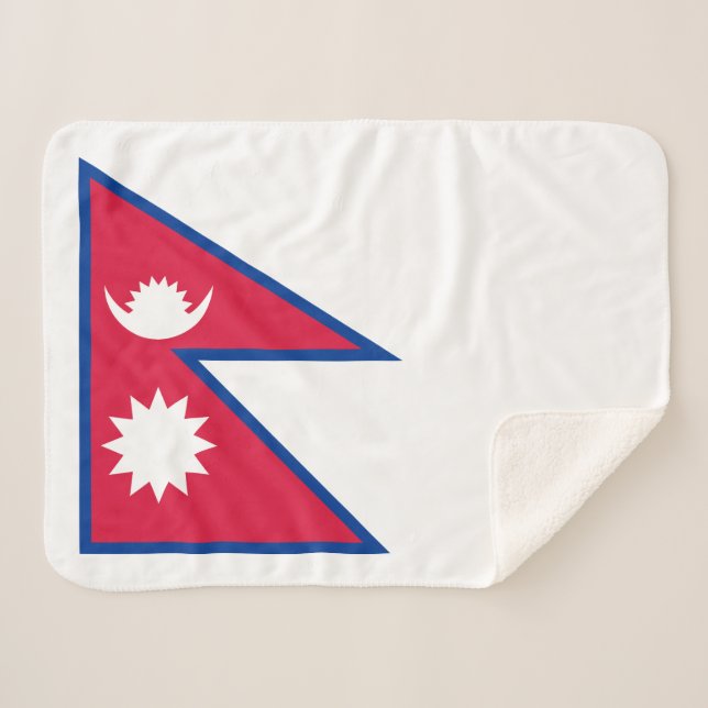 Nepal Flag Sherpa Blanket (Front (Horizontal))