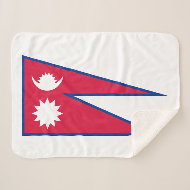 Nepal Flag Sherpa Blanket (Front (Horizontal))