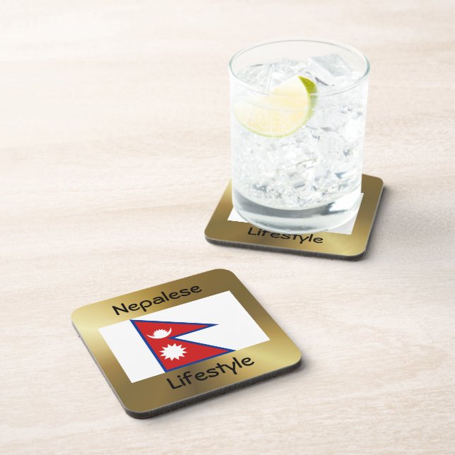 Nepal Flag+Text Coaster (Right Side)