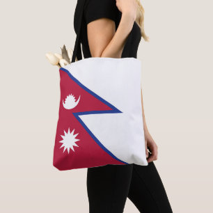 Nepal flag tote bag