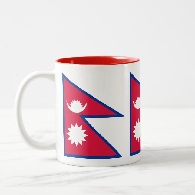 Nepal Flag Two-Tone Coffee Mug (Left)