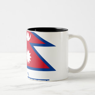 Nepal Flag with Name in Nepali Two-Tone Coffee Mug