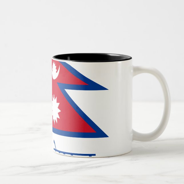 Nepal Flag with Name in Nepali Two-Tone Coffee Mug (Right)