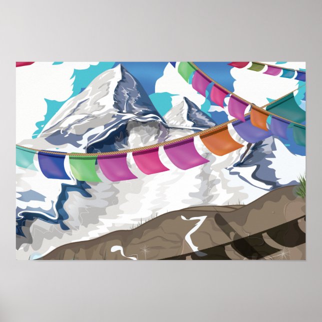 Népal Himalaya Prière drapeaux affiche de voyage (Devant)