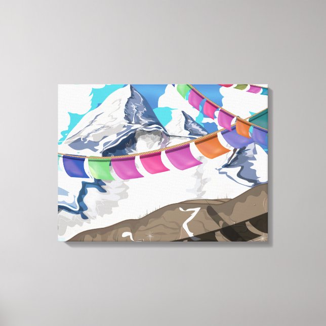 Nepal Himalayan Prayer Flags Travel poster Canvas Print (Front)