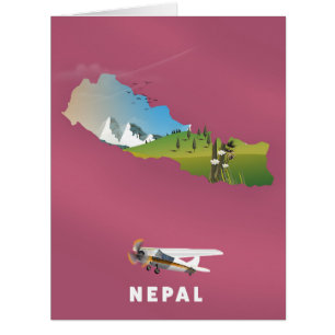 Nepal illustrated map poster