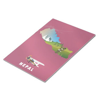 Nepal illustrated map poster notepad