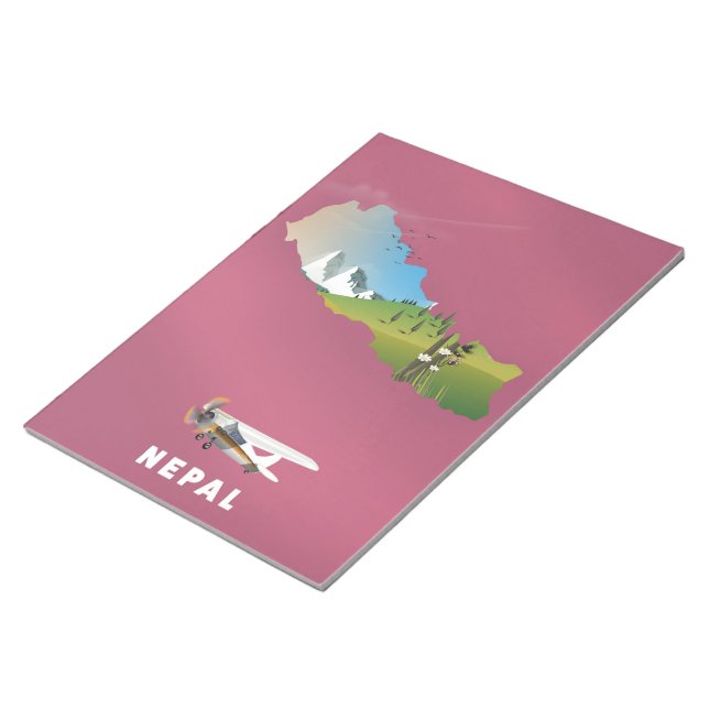 Nepal illustrated map poster notepad (Angled)