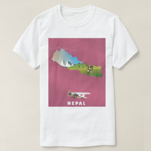 Nepal illustrated map poster T-Shirt