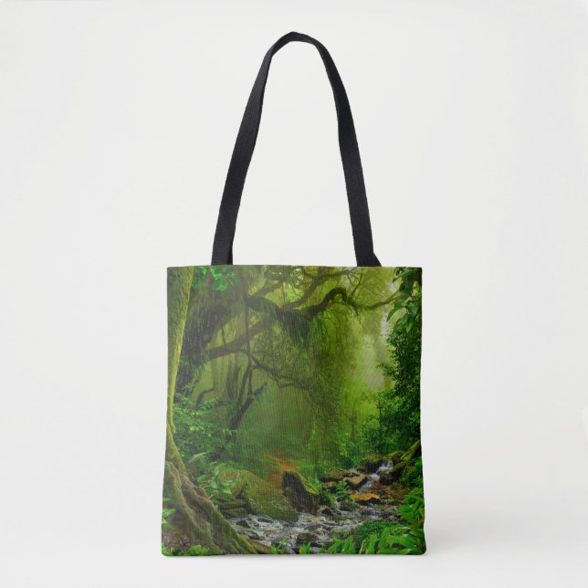 Nepal jungle with riverjungle,forest,ground,river, tote bag (Front)