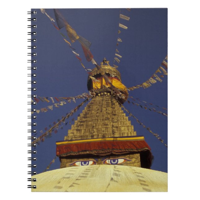 Nepal, Kathmandu. Under prayer flags, watchful Notebook (Front)