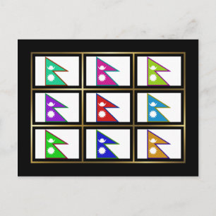 Nepal Multihue Flags Postcard