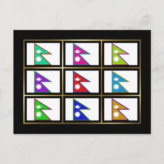 Nepal Multihue Flags Postcard