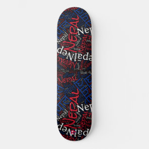 Nepal National Pride Wordcloud Skateboard