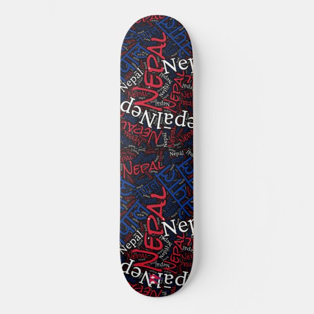 Nepal National Pride Wordcloud Skateboard (Front)