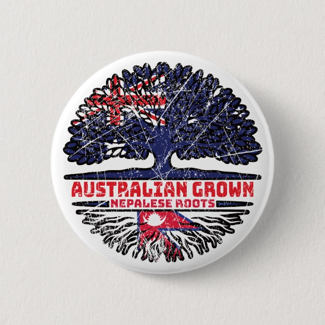 Nepal Nepalese Australian Australia Tree Roots 2 Inch Round Button (Front)