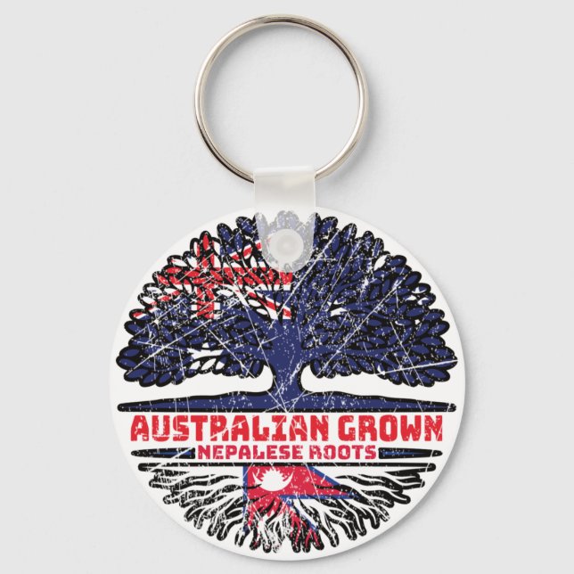 Nepal Nepalese Australian Australia Tree Roots Keychain (Front)