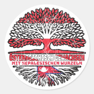 Nepal Nepalesisch Österreichisch Österreich Baum Classic Round Sticker
