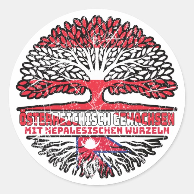 Nepal Nepalesisch Österreichisch Österreich Baum Classic Round Sticker (Front)